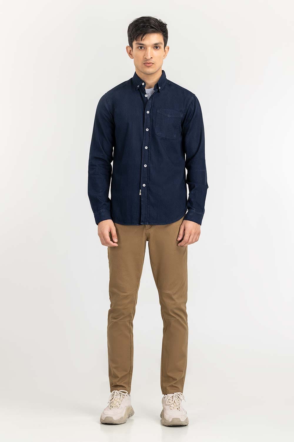 Dark Blue Yarn Dyed Casual Shirt M-DNM-S-014 CS