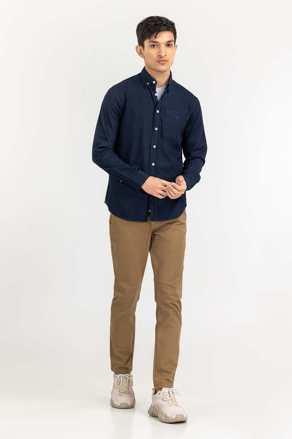 Dark Blue Yarn Dyed Casual Shirt M-DNM-S-014 CS