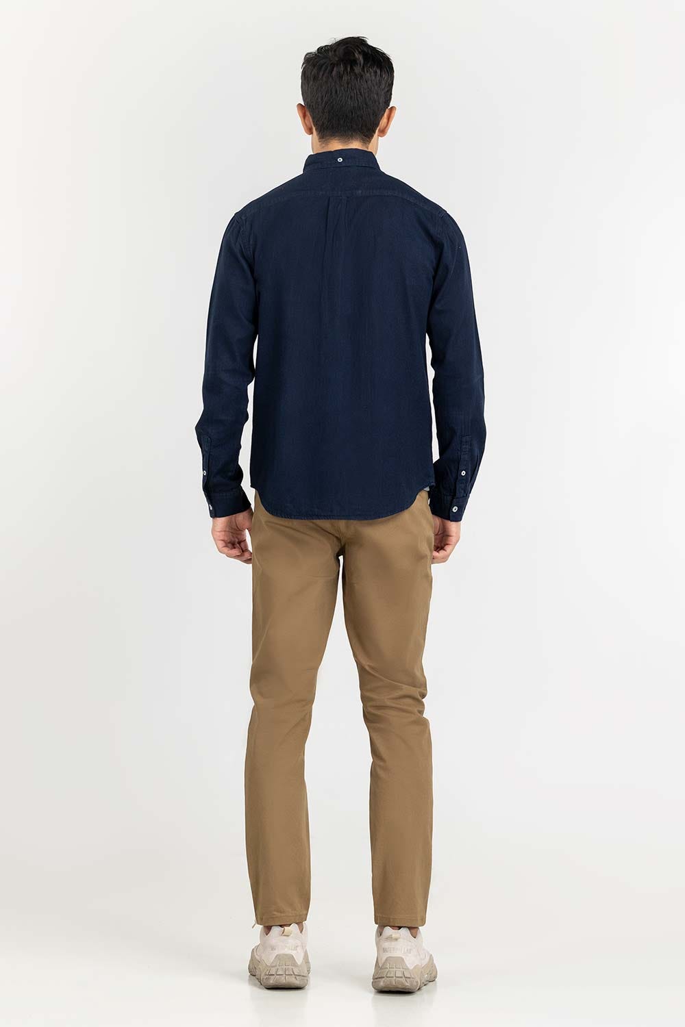 Dark Blue Yarn Dyed Casual Shirt M-DNM-S-014 CS