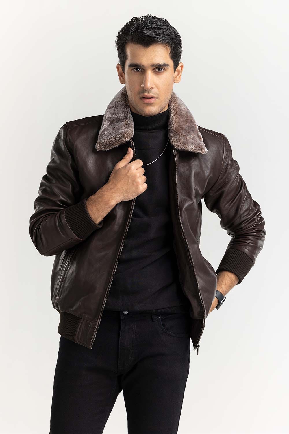 Dark Brown Flight Leather Jacket JKT-LTH22-051