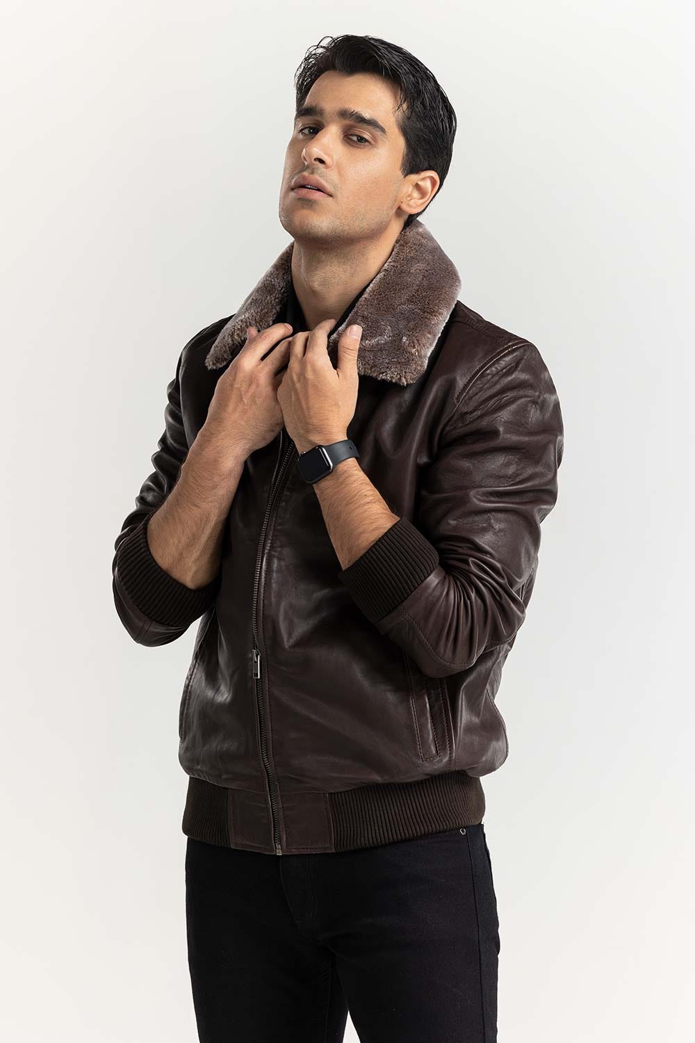 Dark Brown Flight Leather Jacket JKT-LTH22-051