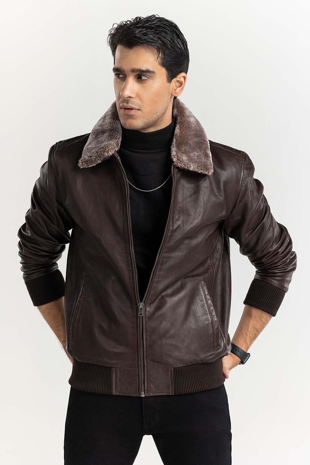 Dark Brown Flight Leather Jacket JKT-LTH22-051