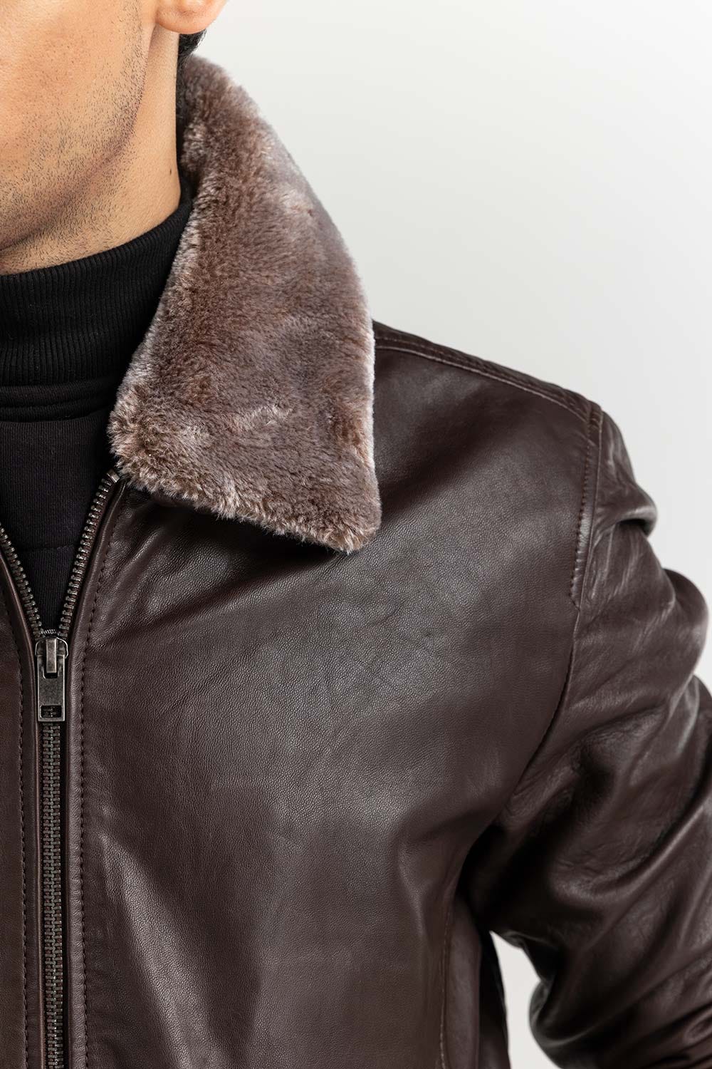 Dark Brown Flight Leather Jacket JKT-LTH22-051