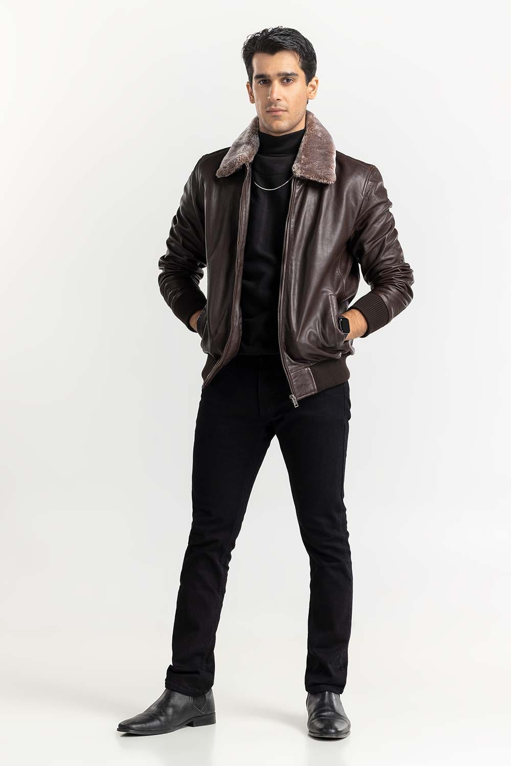 Dark Brown Flight Leather Jacket JKT-LTH22-051