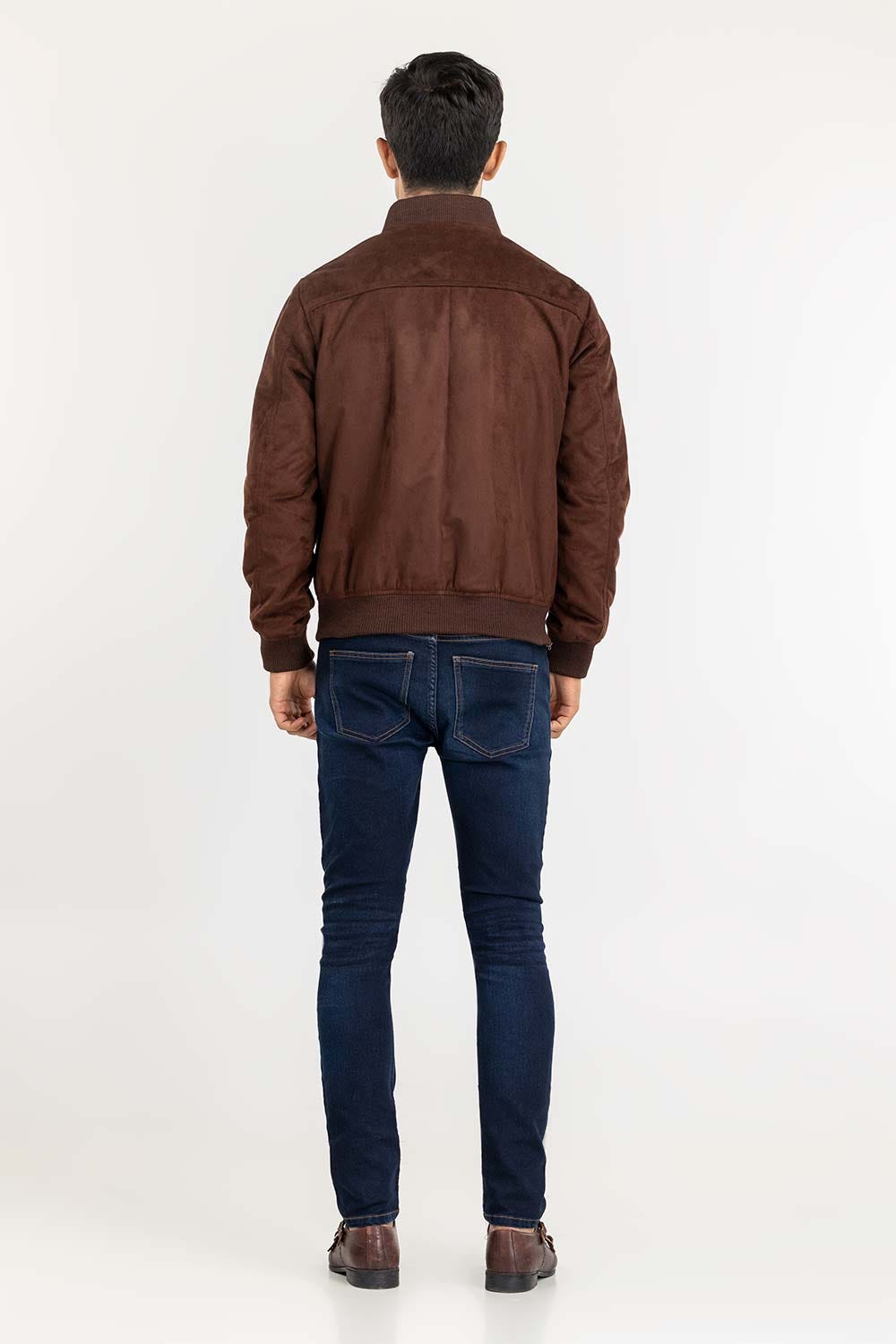 Dark Brown Suede Leather Bomber Jacket JKT-LTH22-004