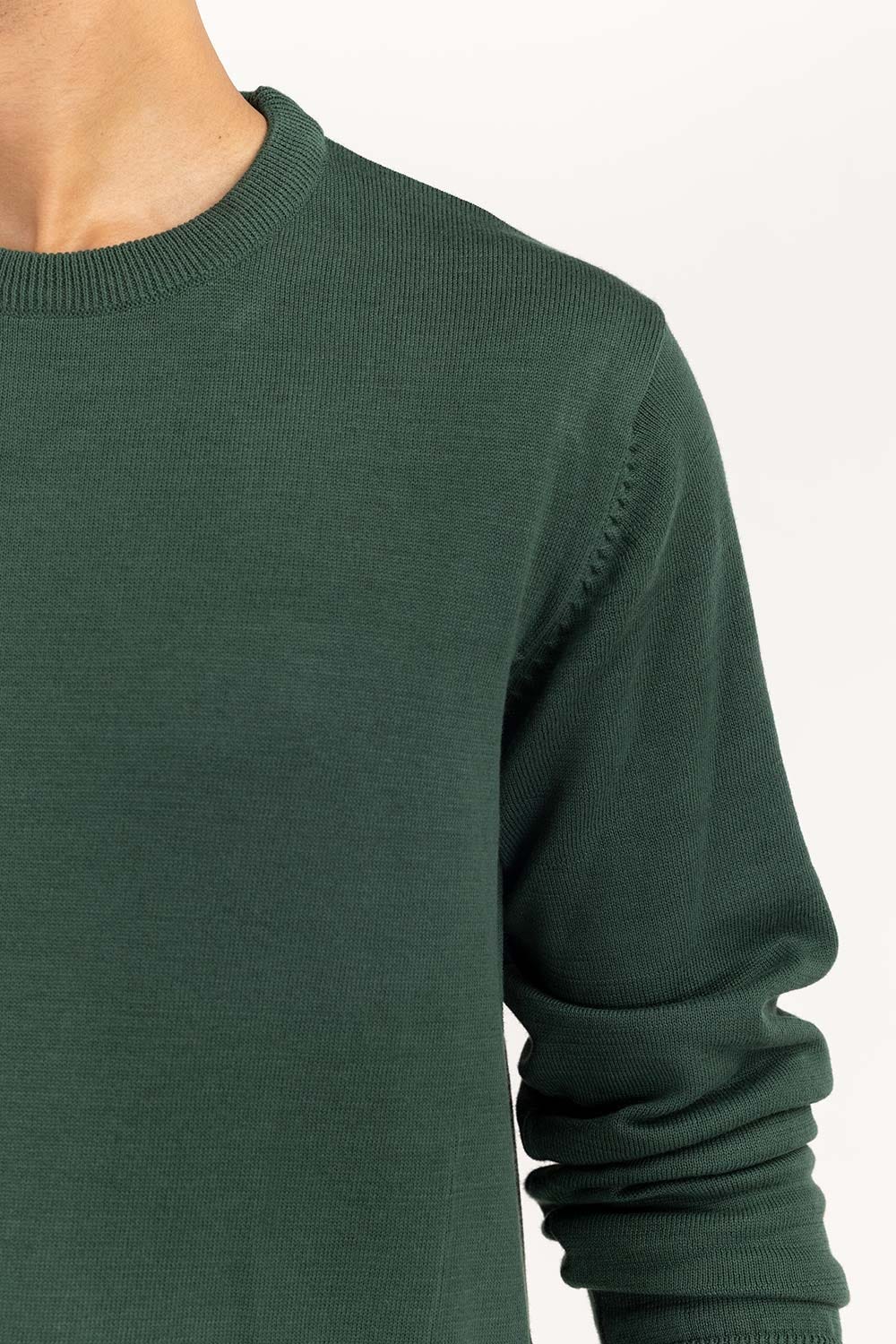 Dark Green Basic Crew Neck Sweater SWT-BFSCN-22-009