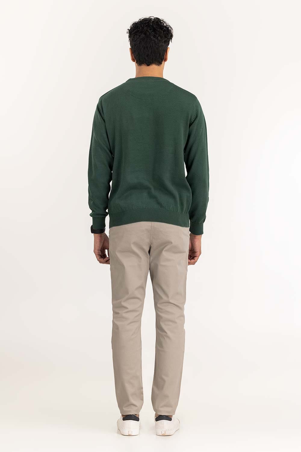 Dark Green Basic Crew Neck Sweater SWT-BFSCN-22-009