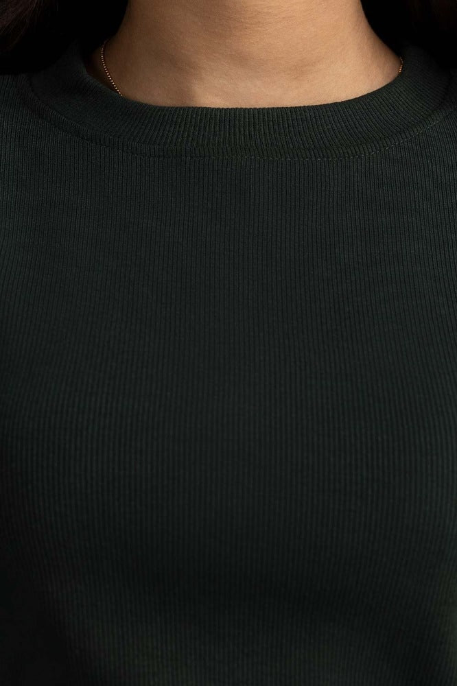 Dark Green Basic Knitted Top WM-KTP-WS23-220DG