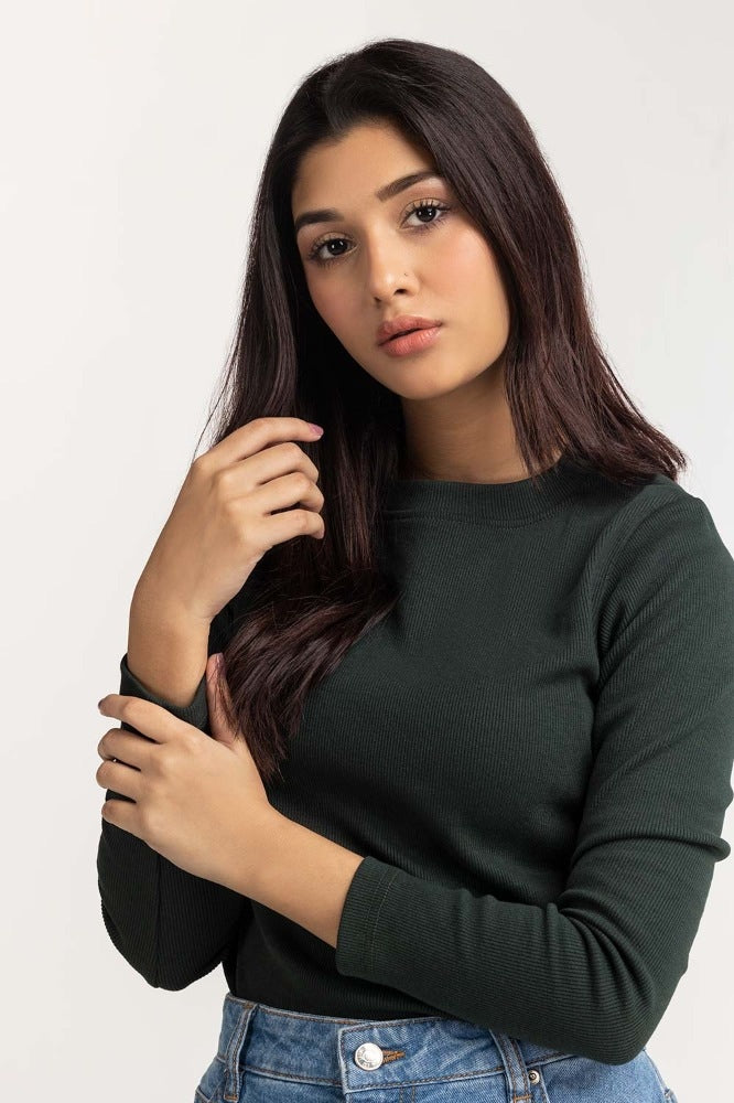 Dark Green Basic Knitted Top WM-KTP-WS23-220DG