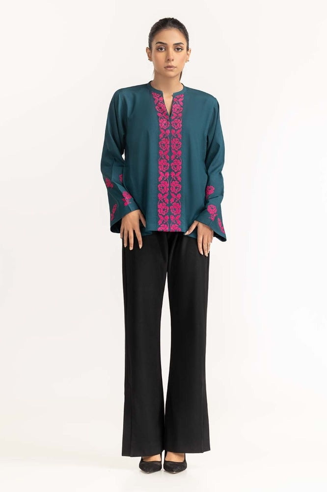 Dark Green Woven Blouse 231-217-069