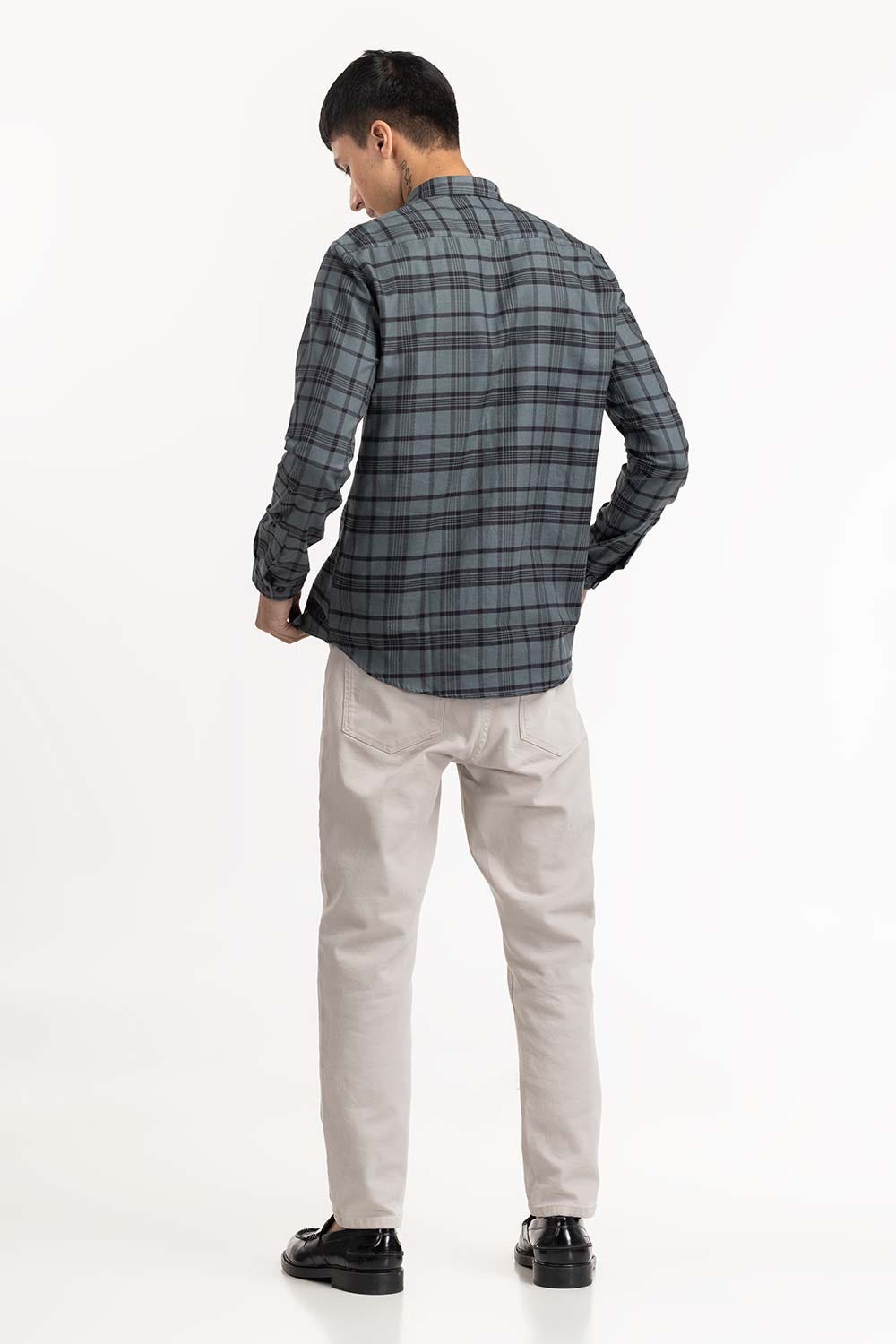 Dark Grey Checkered Casual Shirt 224-117-040