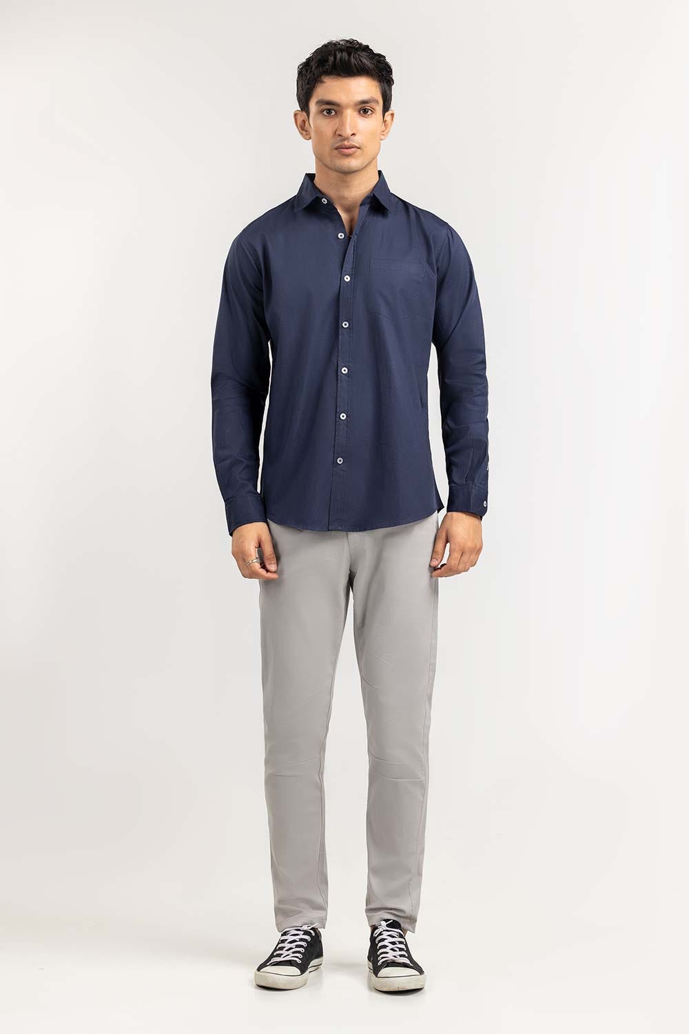 Dark Navy Solid Casual Shirt CS-PD22-010