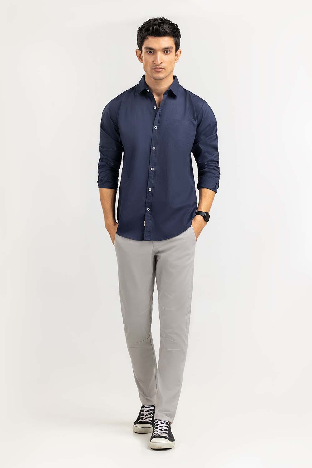 Dark Navy Solid Casual Shirt CS-PD22-010