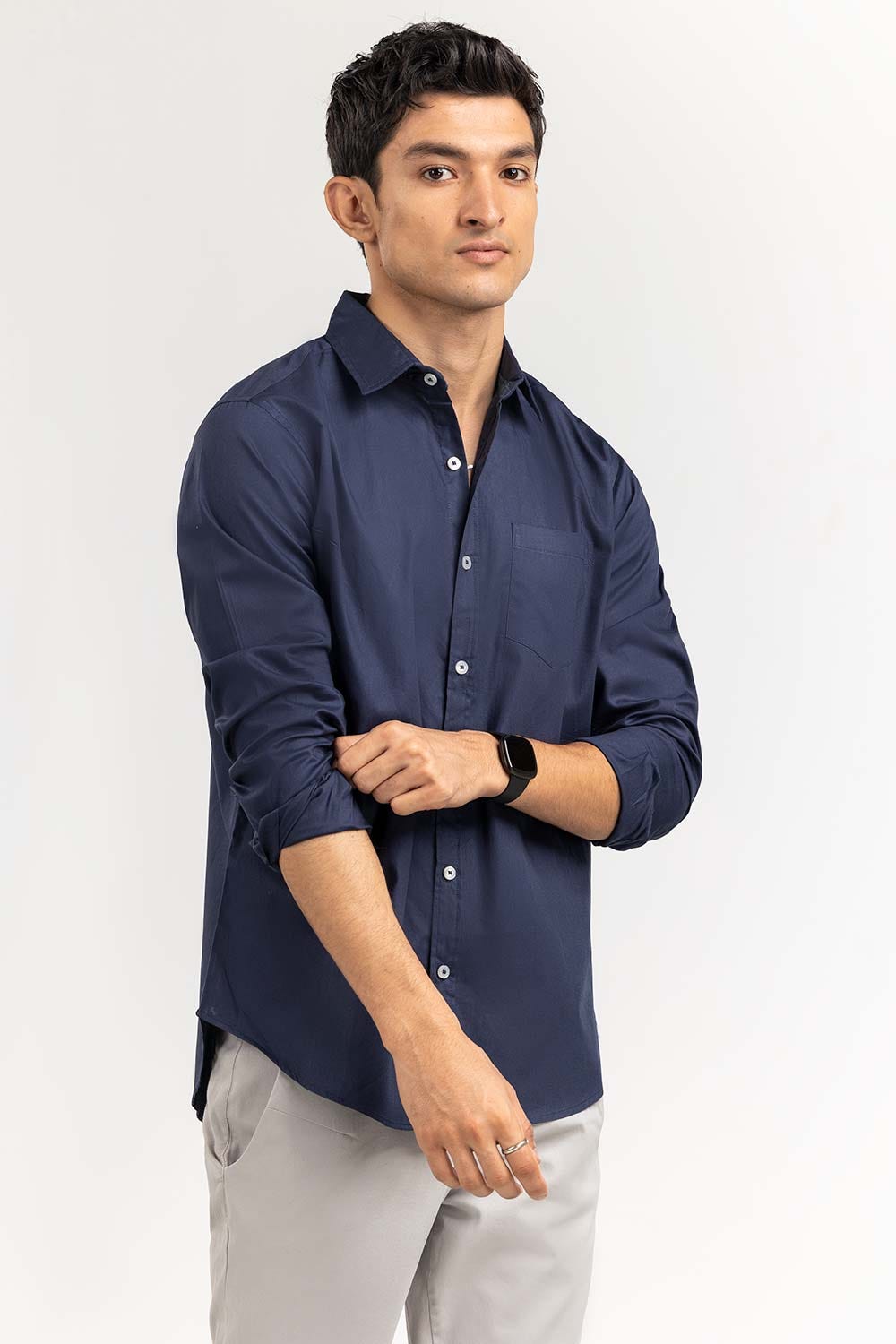 Dark Navy Solid Casual Shirt CS-PD22-010