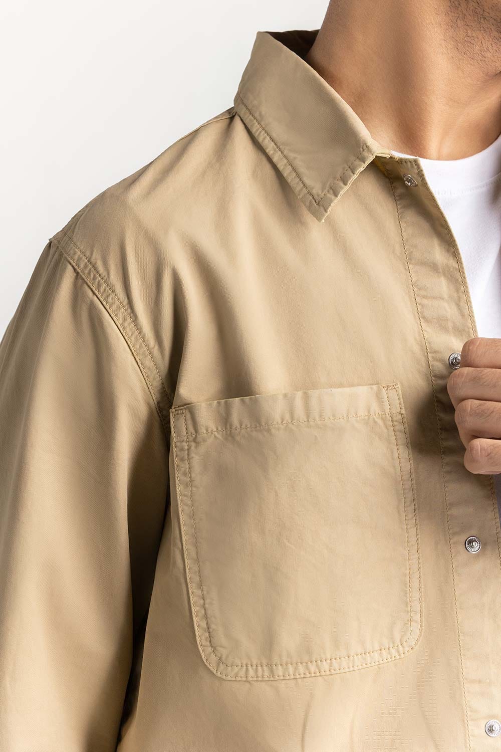 Dessert Sand Non-Denim Overshirt 224-117-043