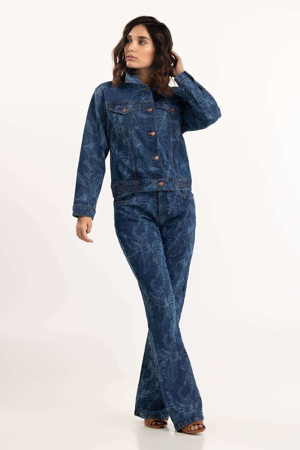 Discharge Print Denim Jacket 224-210-099