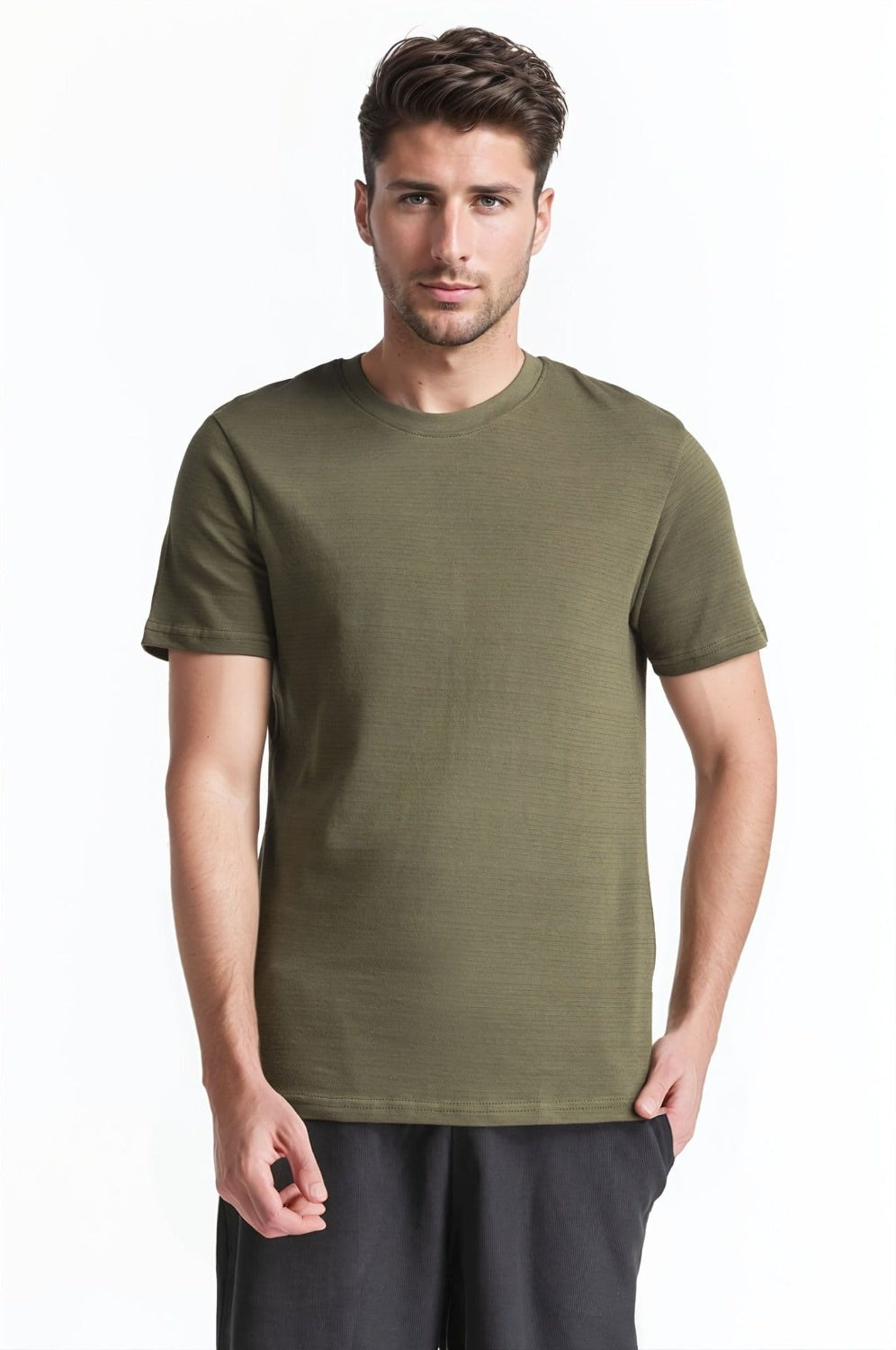 Drop Shoulder Rib Textured Tee TS-CNSJ24-306