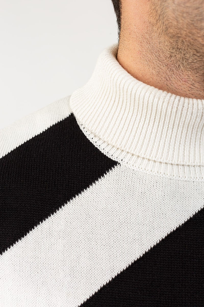 Ecru Black Sleeveless Sweater SL-SWT-FD-24-01