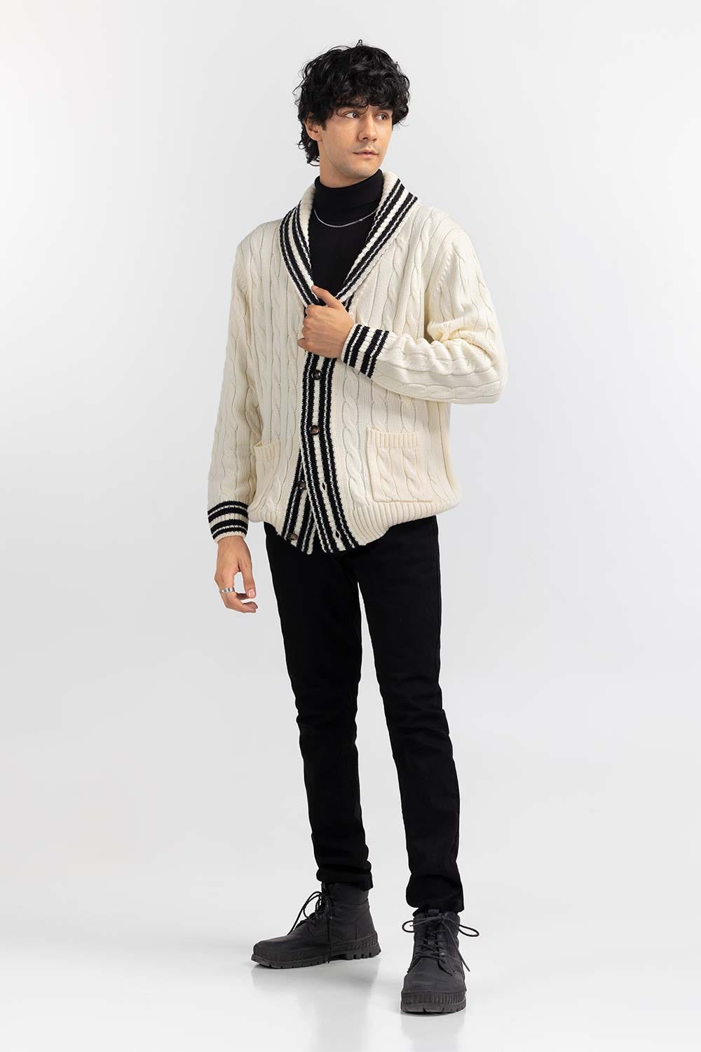 Ecru Cricket Shawl Collar Cardigan SWT-FFSSC22-268