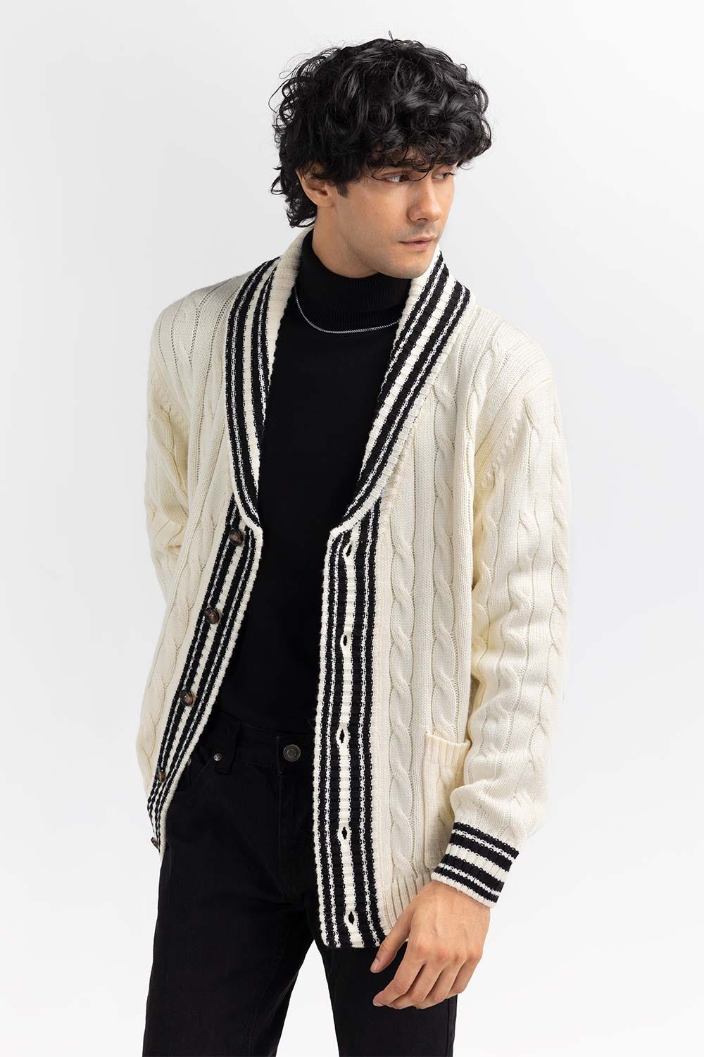 Ecru Cricket Shawl Collar Cardigan SWT-FFSSC22-268