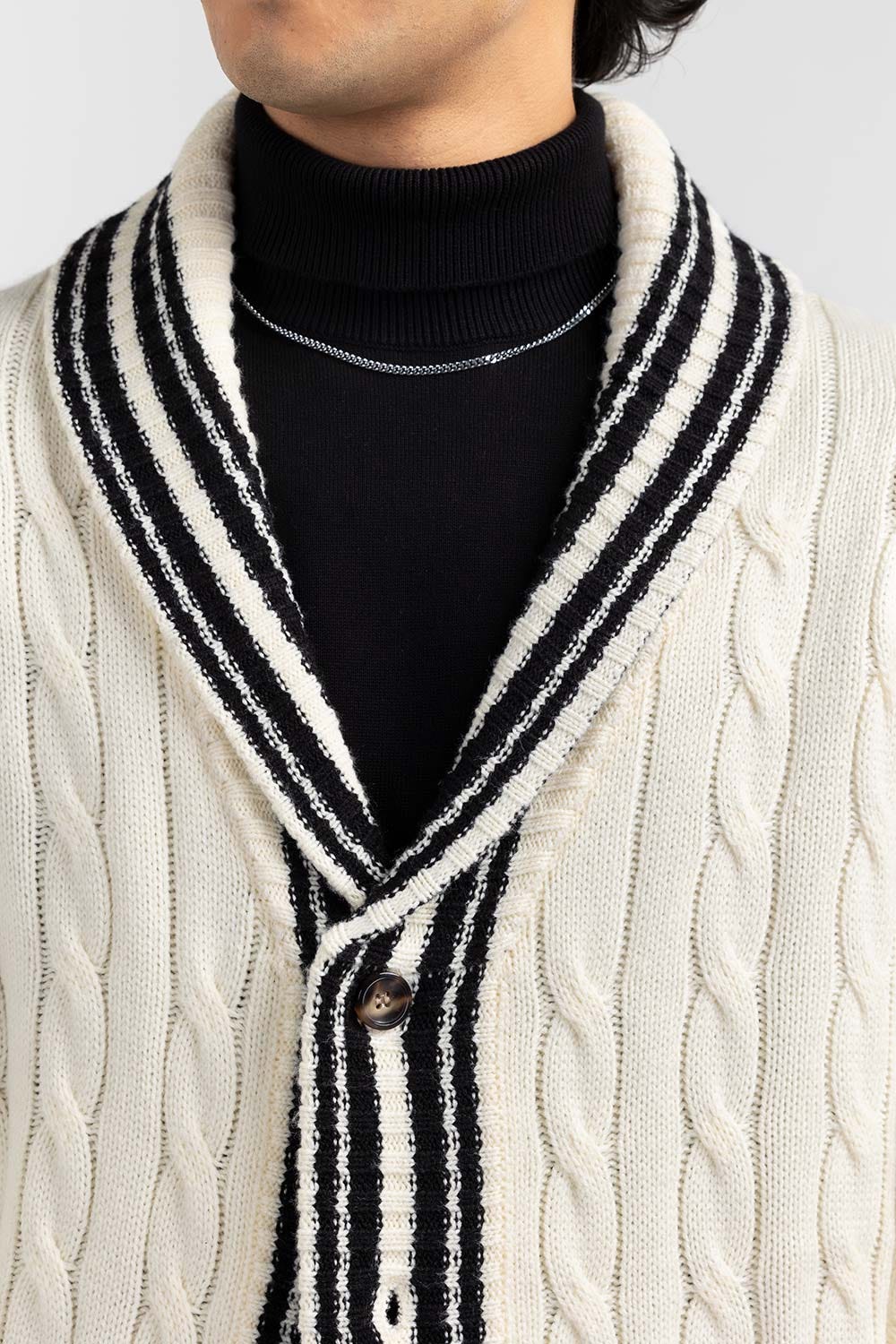 Ecru Cricket Shawl Collar Cardigan SWT-FFSSC22-268
