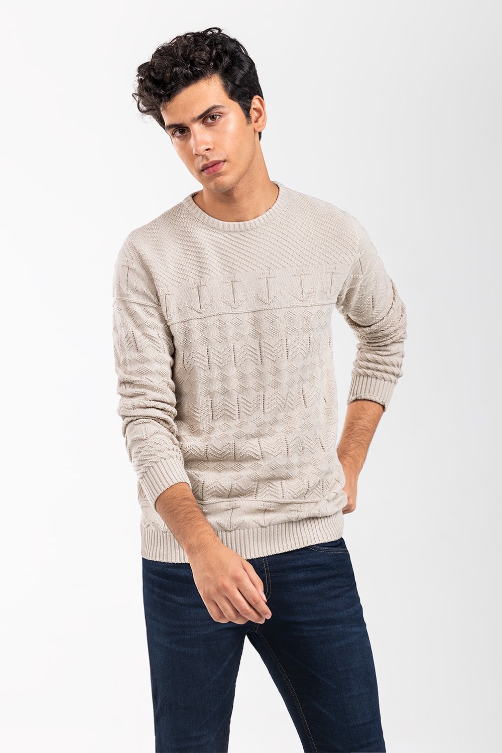 Ecru Fashion Sweater FS-SWT-FD-342-01