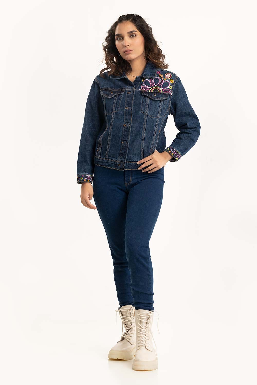 Embroidered Denim Jacket 224-210-036