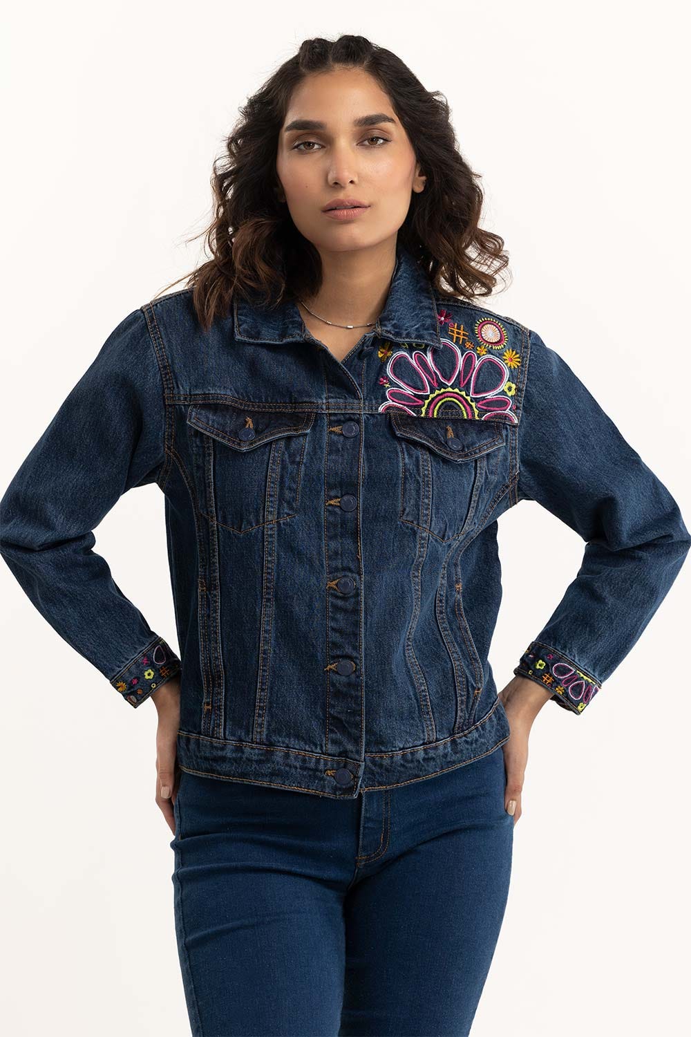 Embroidered Denim Jacket 224-210-036