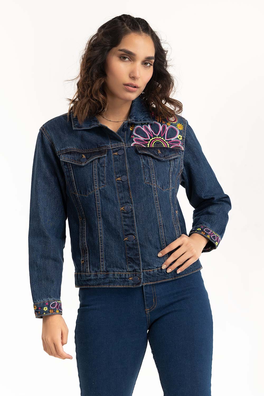 Embroidered Denim Jacket 224-210-036
