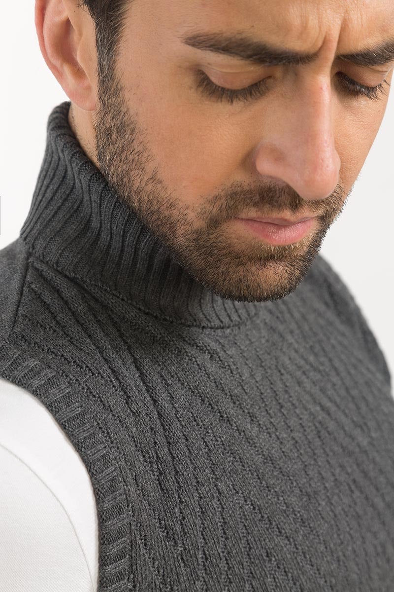 Charcoal Basic Sweater SL-SWT-FD-13-01