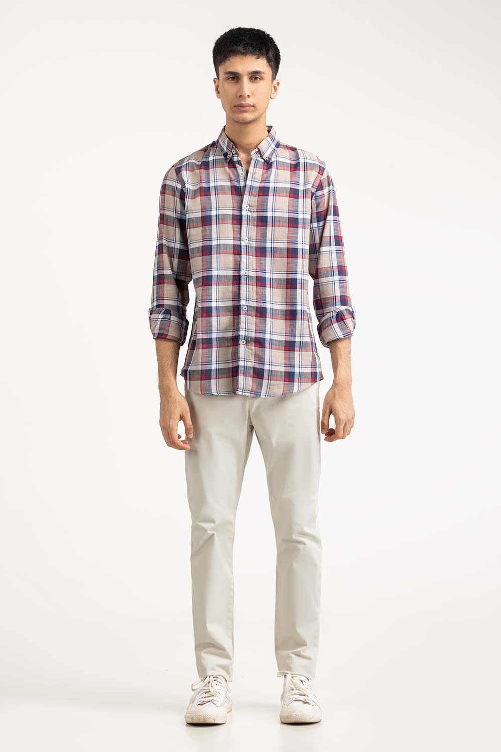 Fawn Navy Checkered Casual Shirt CS-YD22-039