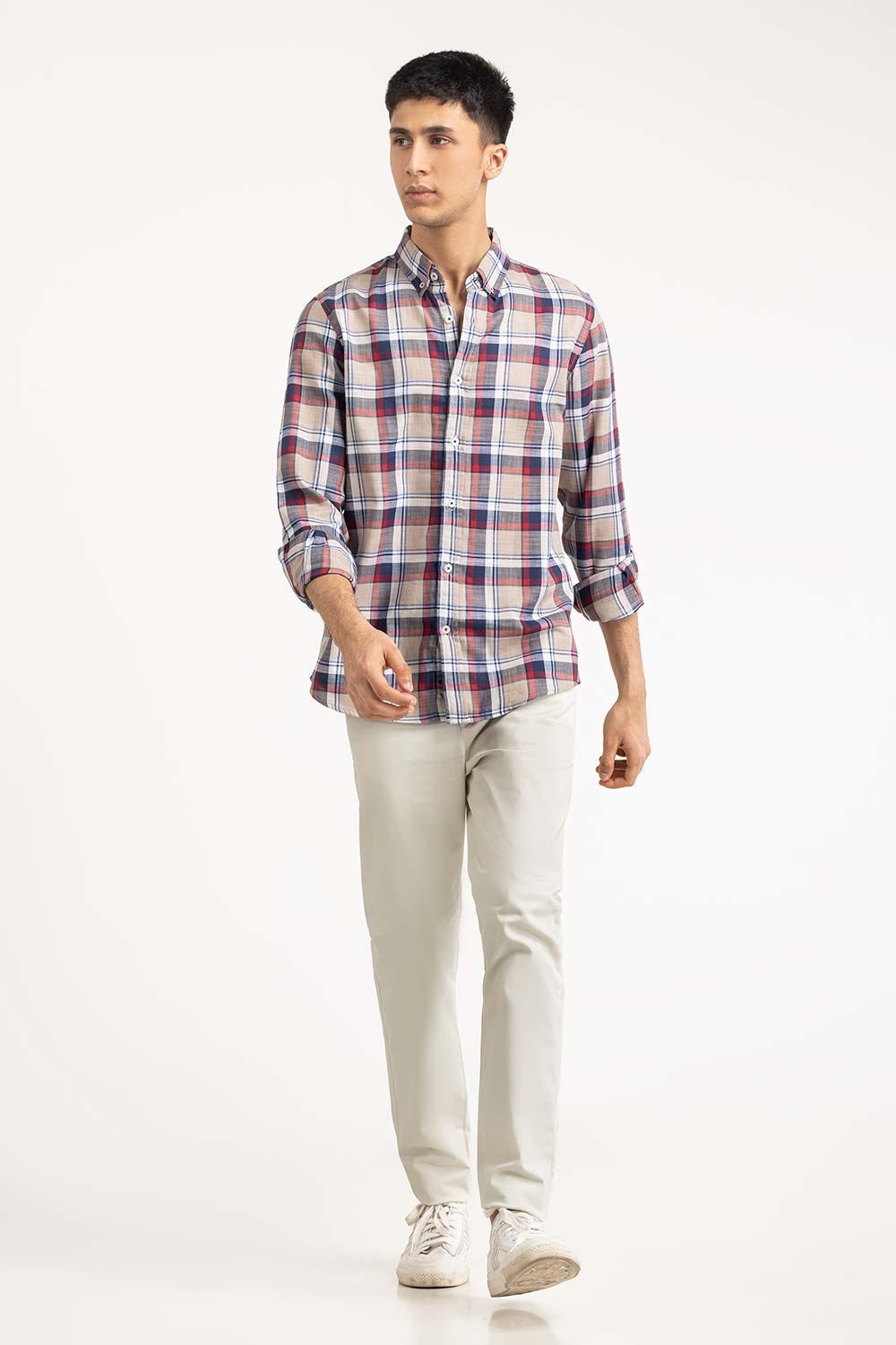 Fawn Navy Checkered Casual Shirt CS-YD22-039