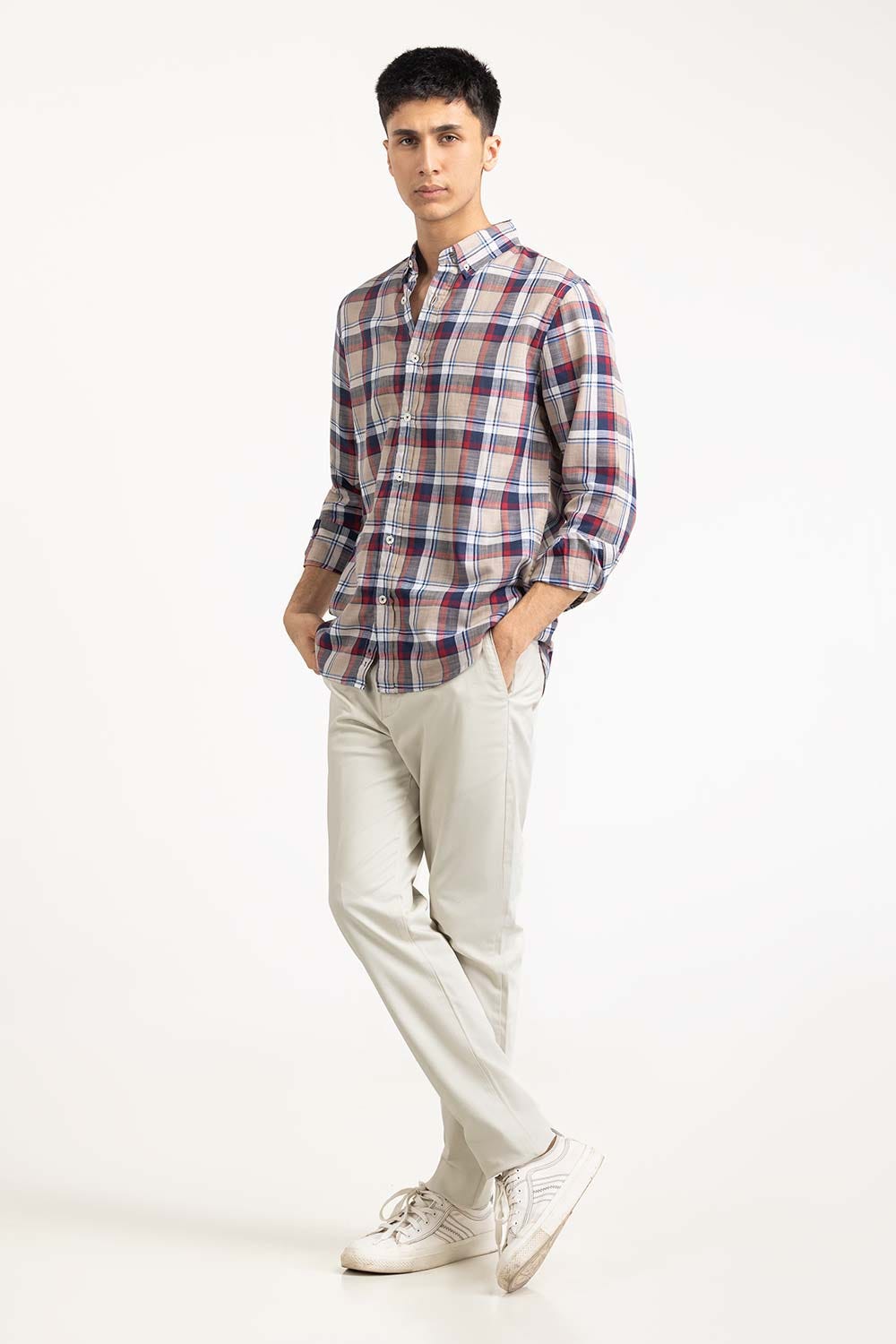 Fawn Navy Checkered Casual Shirt CS-YD22-039
