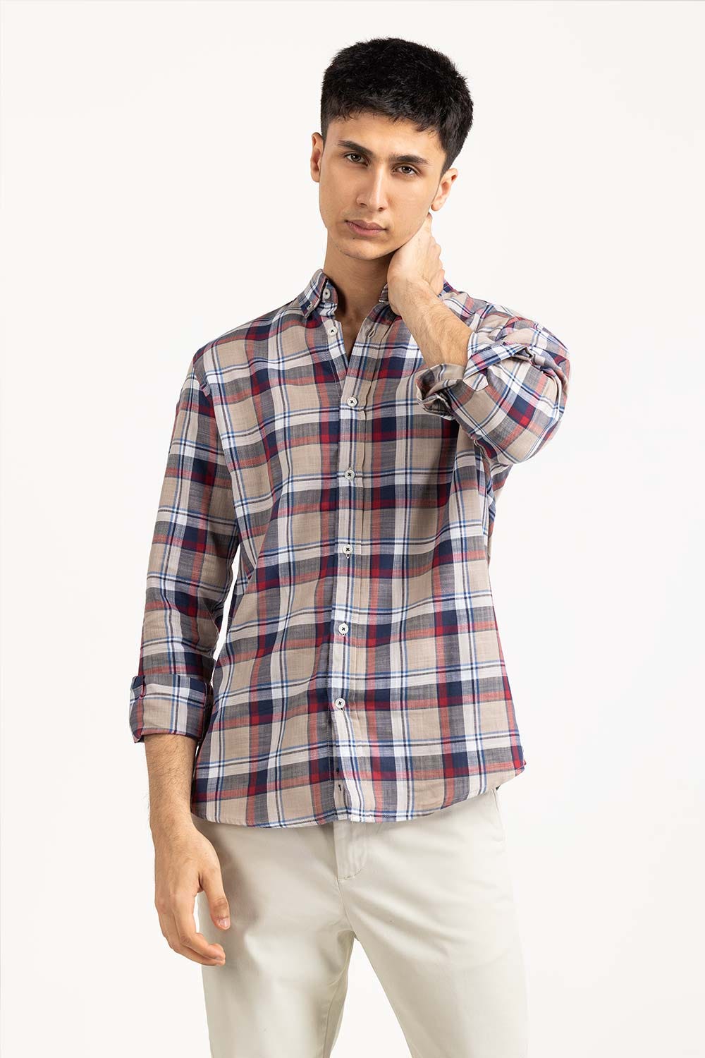 Fawn Navy Checkered Casual Shirt CS-YD22-039
