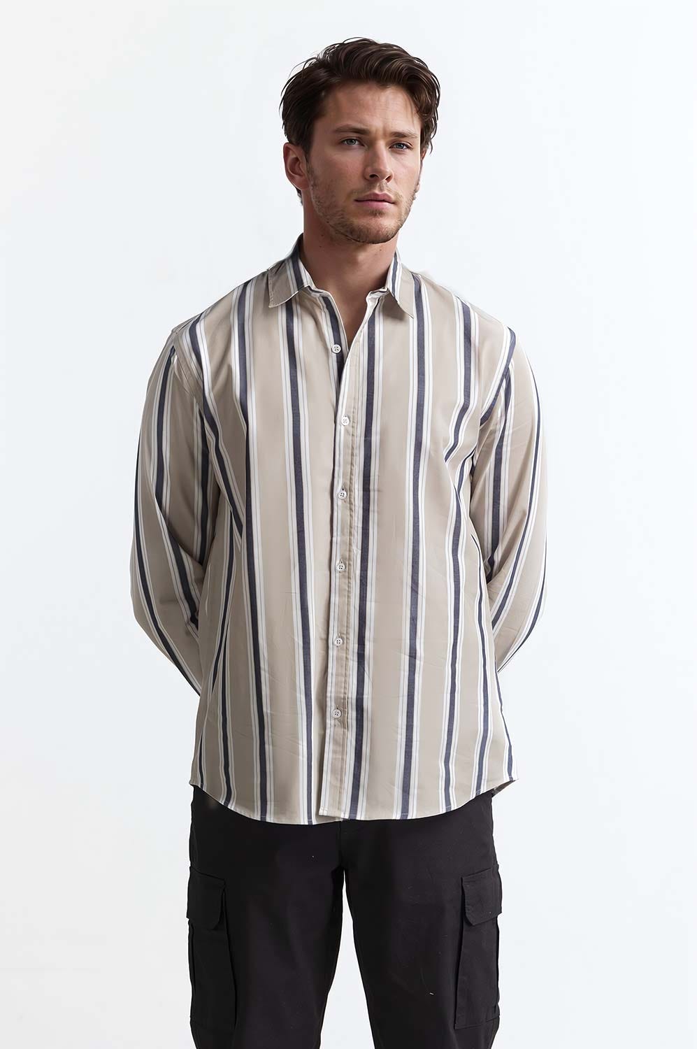 Fawn Navy Checkered Casual Shirt MN-CS-YD24-200