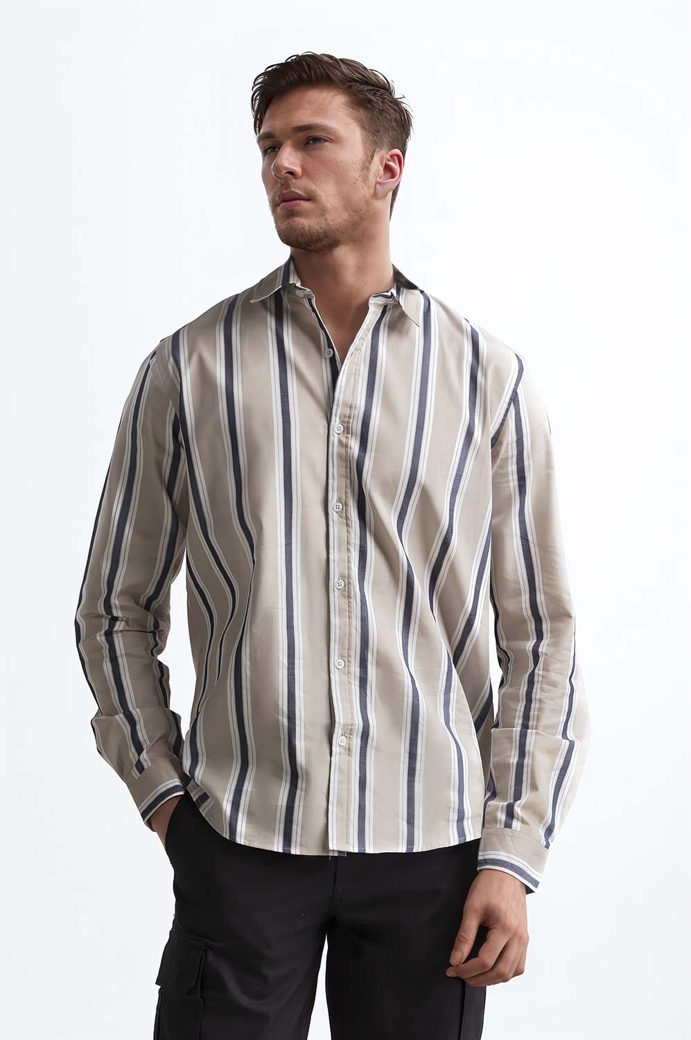 Fawn Navy Checkered Casual Shirt MN-CS-YD24-200