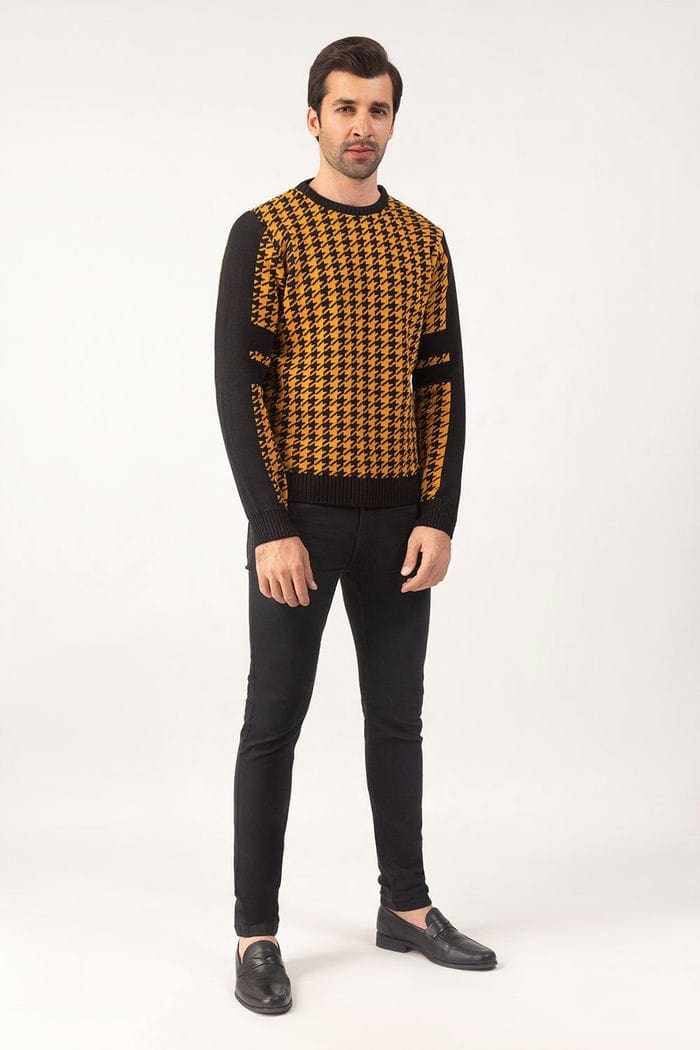 Mustard Black Fashion Sweater FS-SWT-FD-296-01