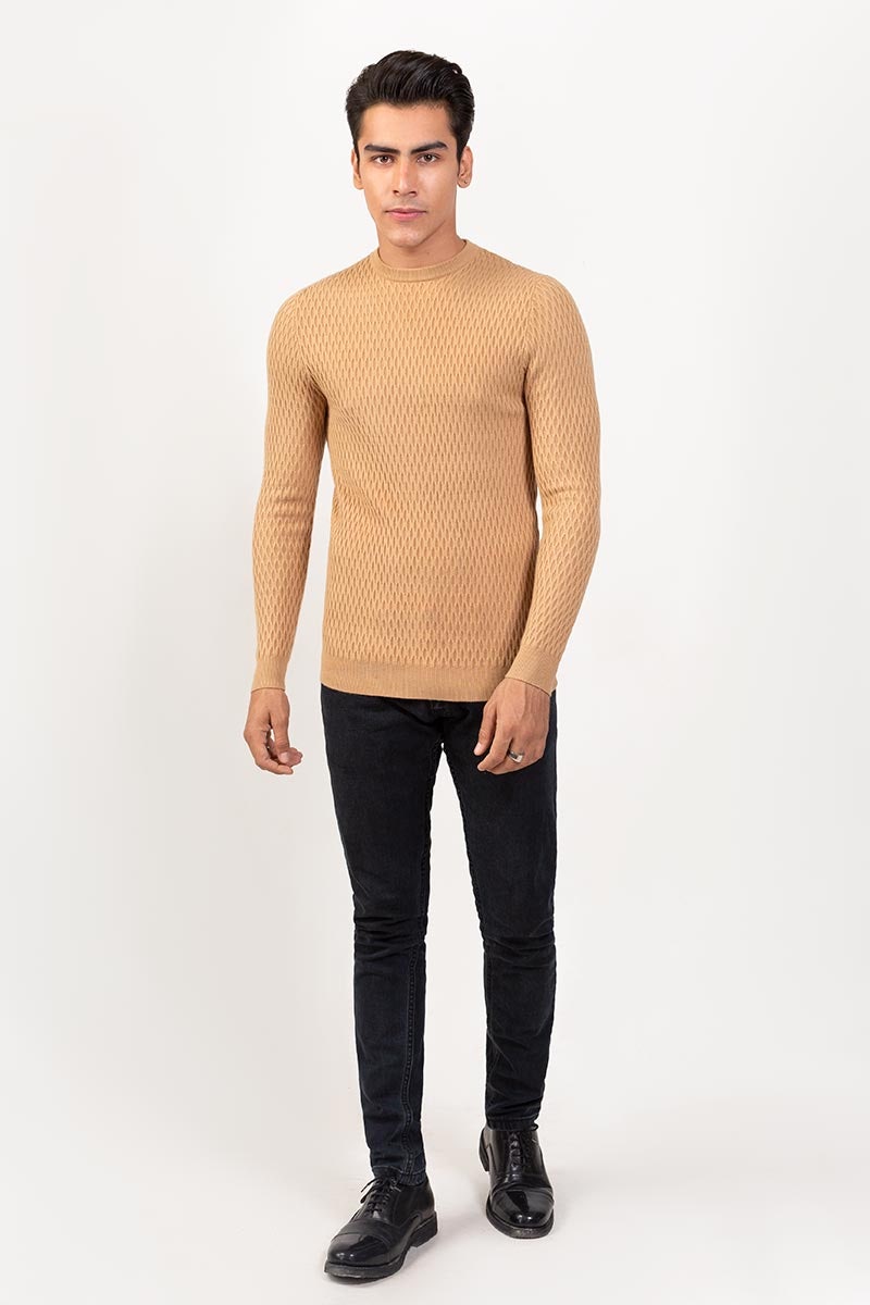 Beige Fashion Sweater FS-SWT-VPN-FD-242-01