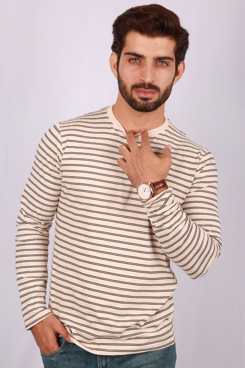 Black lining Yarn Dyed T-Shirt FS-YD-TEE-D01-1