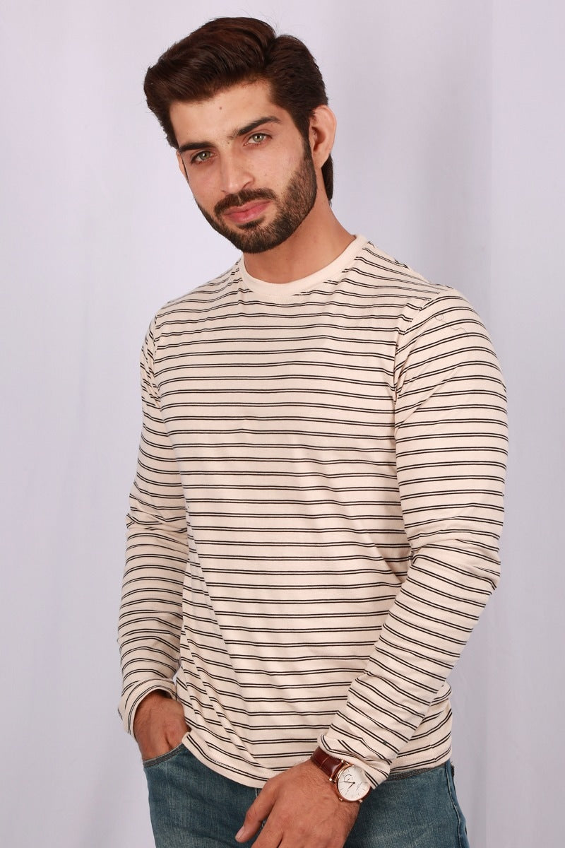 Black lining Yarn Dyed T-Shirt FS-YD-TEE-D01-1