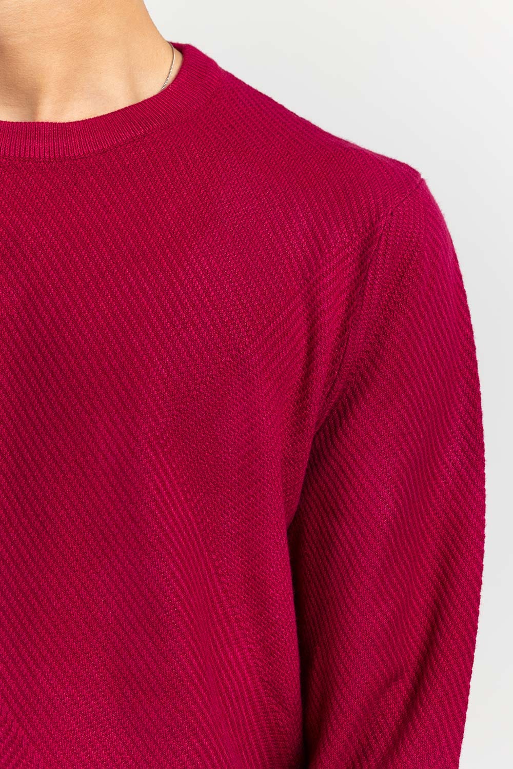 Fuchsia Textured Crew Neck Sweater SWT-FFSCN22-241
