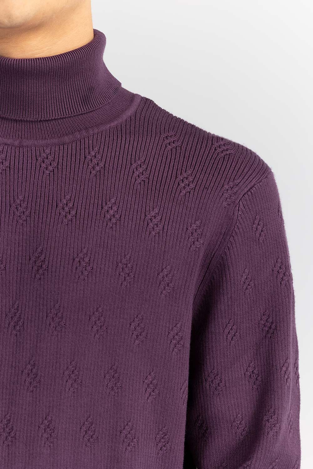 Fuchsia Textured Crew Neck Sweater SWT-FFSCN22-243