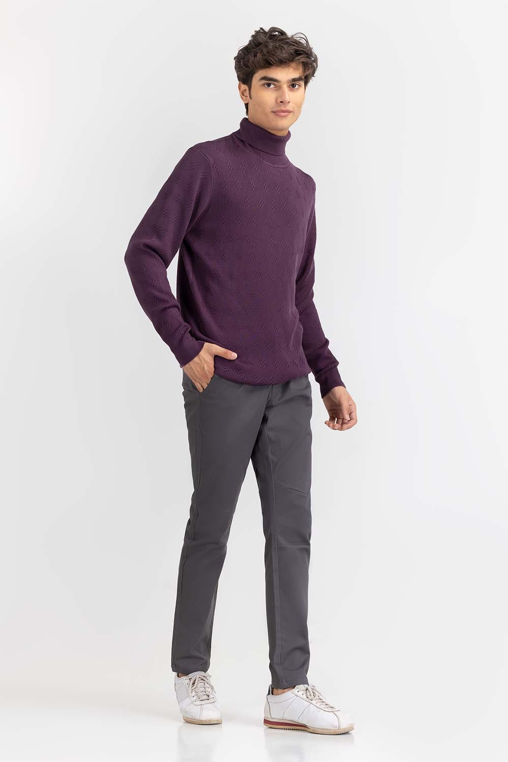 Fuchsia Textured Crew Neck Sweater SWT-FFSCN22-243