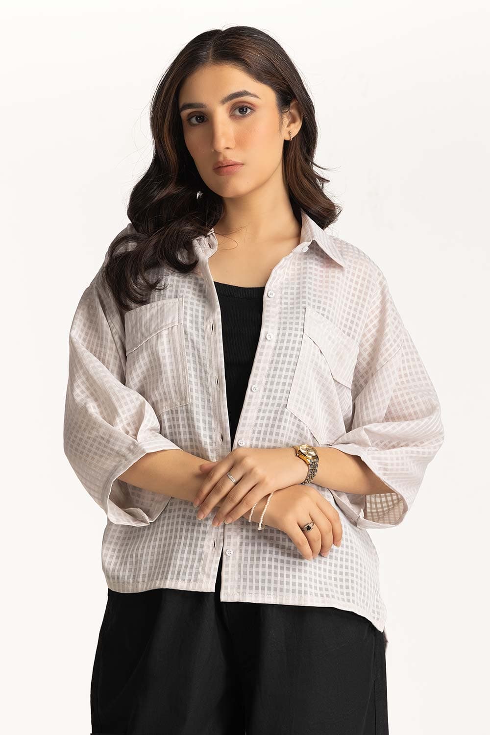 Geimetric Design Shirt Collar WM-CS-SS24-058