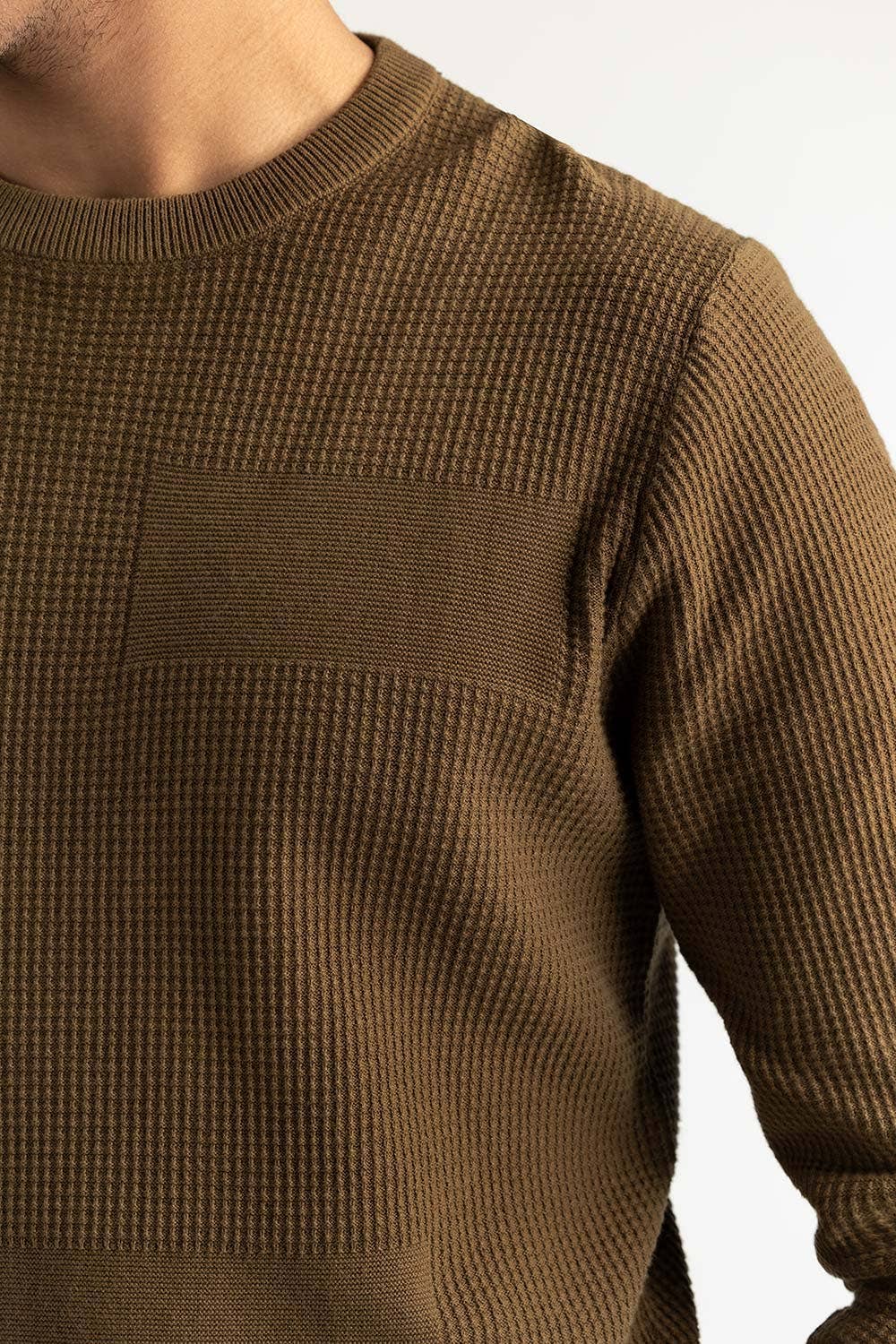 Olive Geometric Sweater 224-111-026