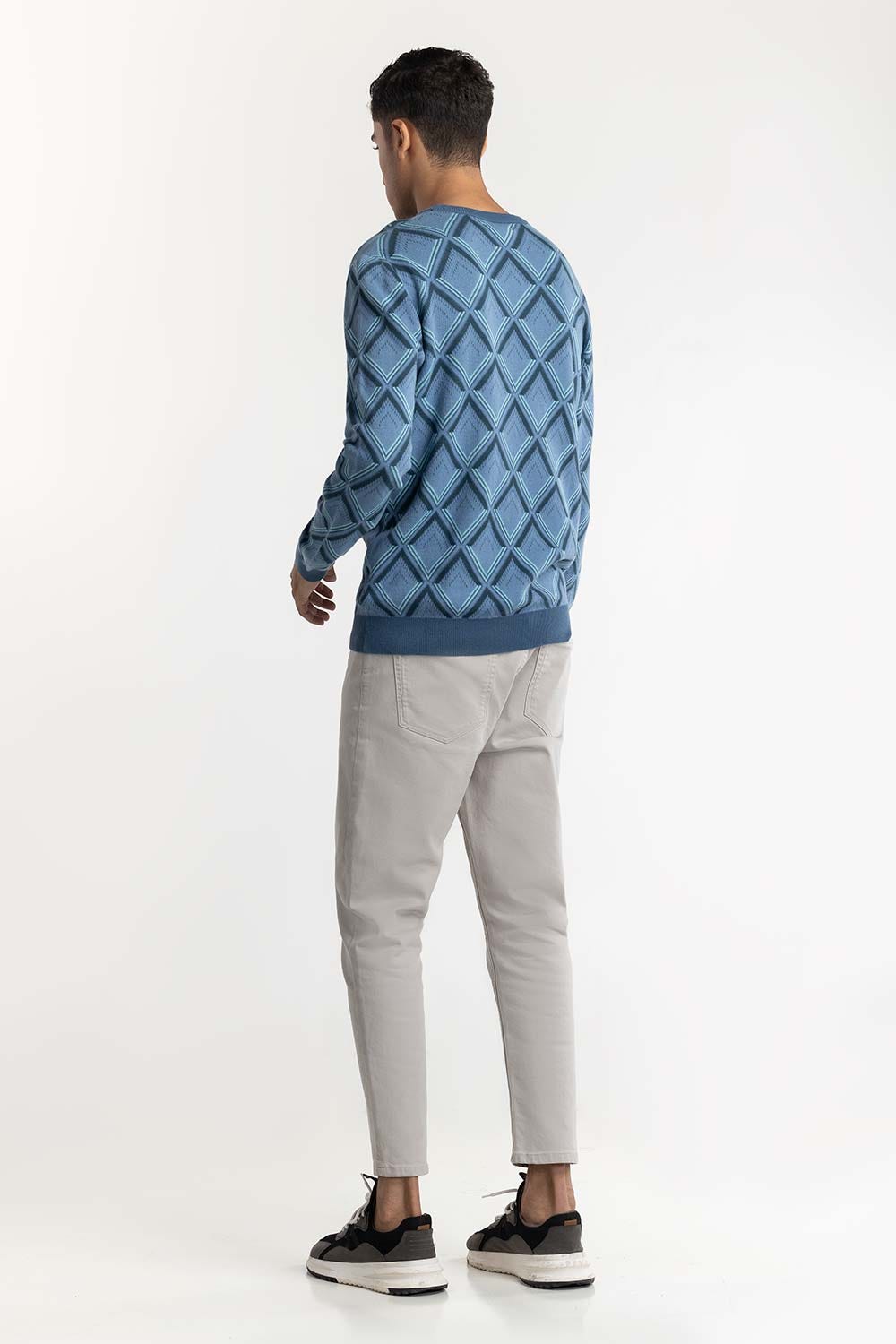 Blue Geometric Sweater 224-111-059