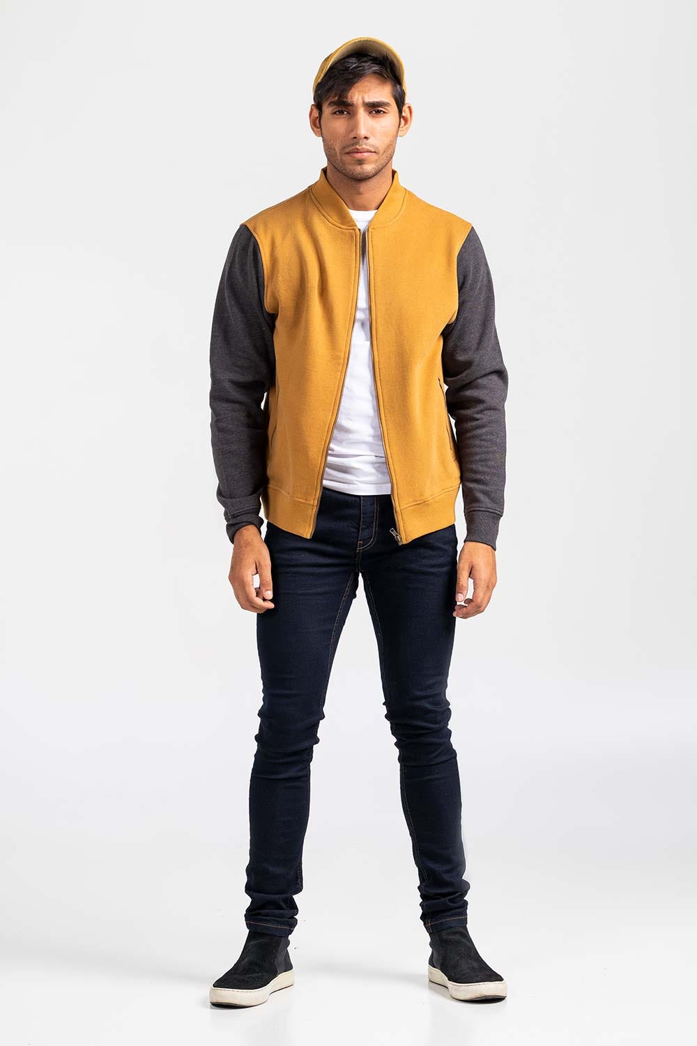 Gold-Grey Mock Neck Zipper Jacket JKT-MNZ-81-02