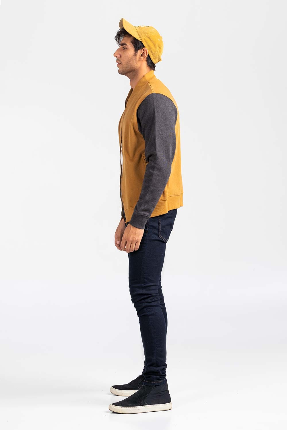Gold-Grey Mock Neck Zipper Jacket JKT-MNZ-81-02