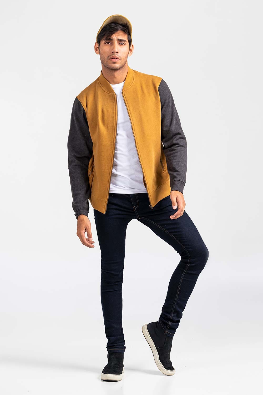 Gold-Grey Mock Neck Zipper Jacket JKT-MNZ-81-02