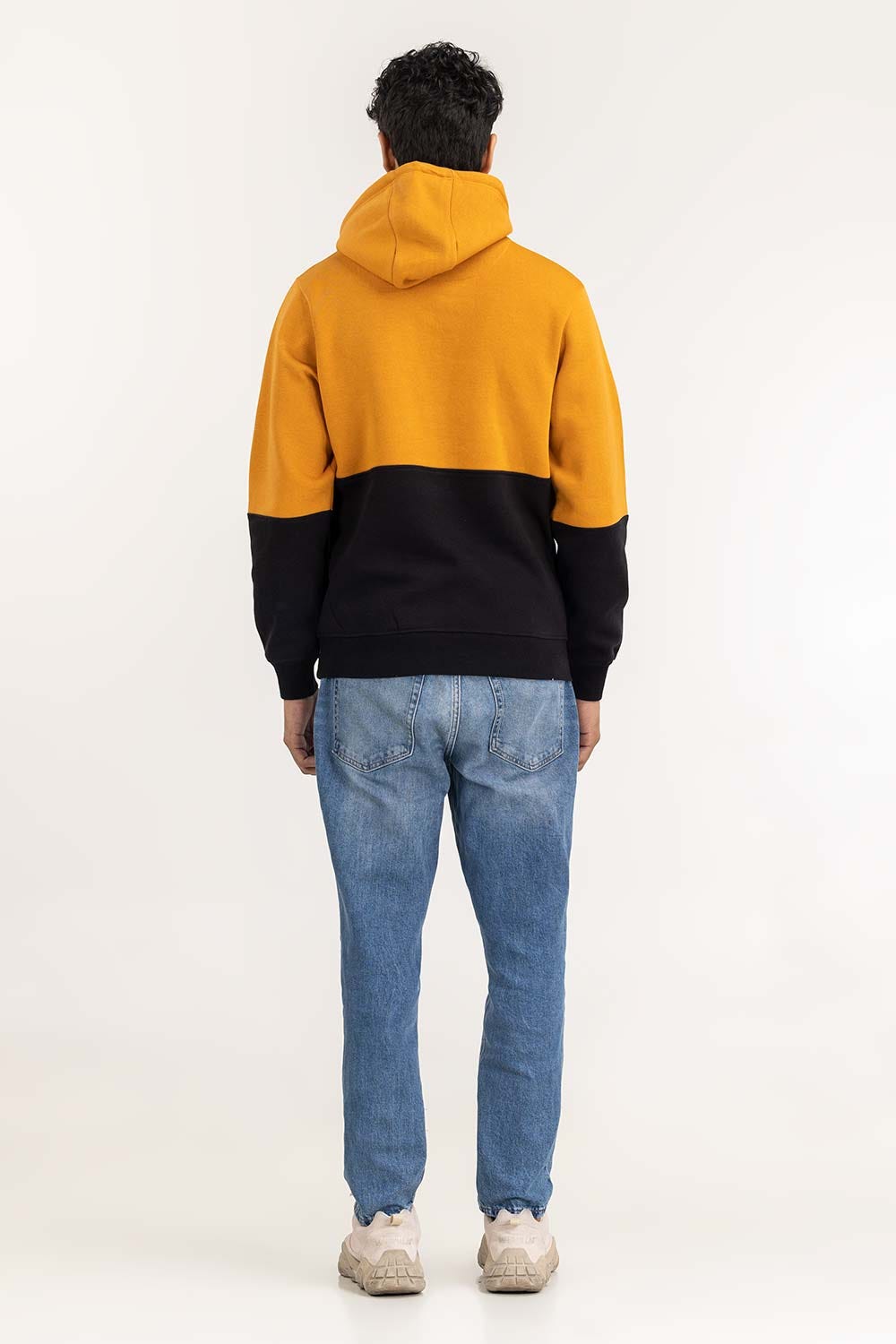 Gold Color Block Basic PullOver Hoodie JKT-KNTPOH22-049